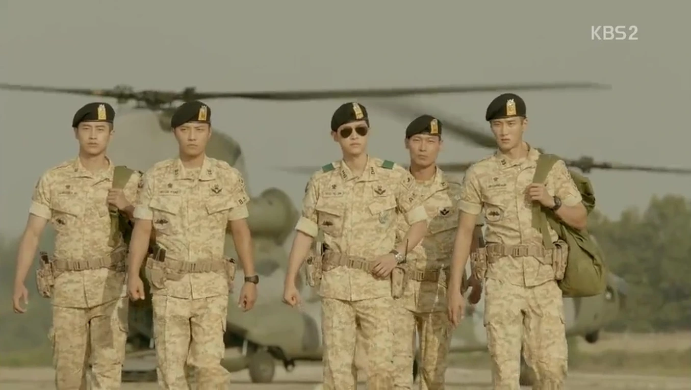 Scène du tarmac dans Descendants of the Sun